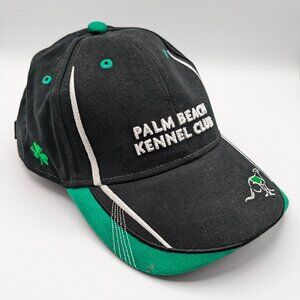 Palm Beach Kennel Club Vintage Hat Black White Green Embroidered Buckle Back